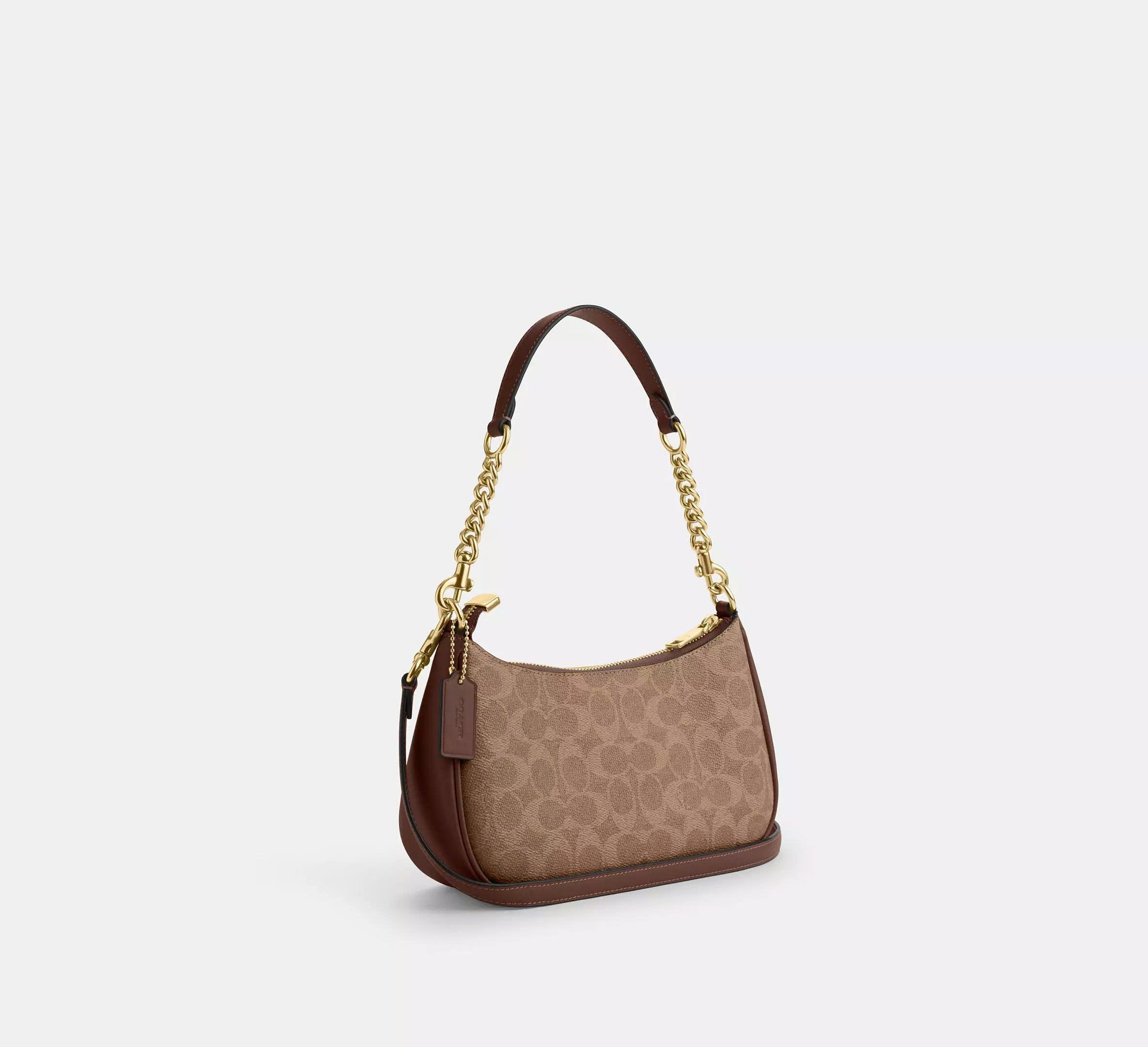COACH CV933 TERI SHOULDER BAG IN SIGNATURE CANVAS - BROWN