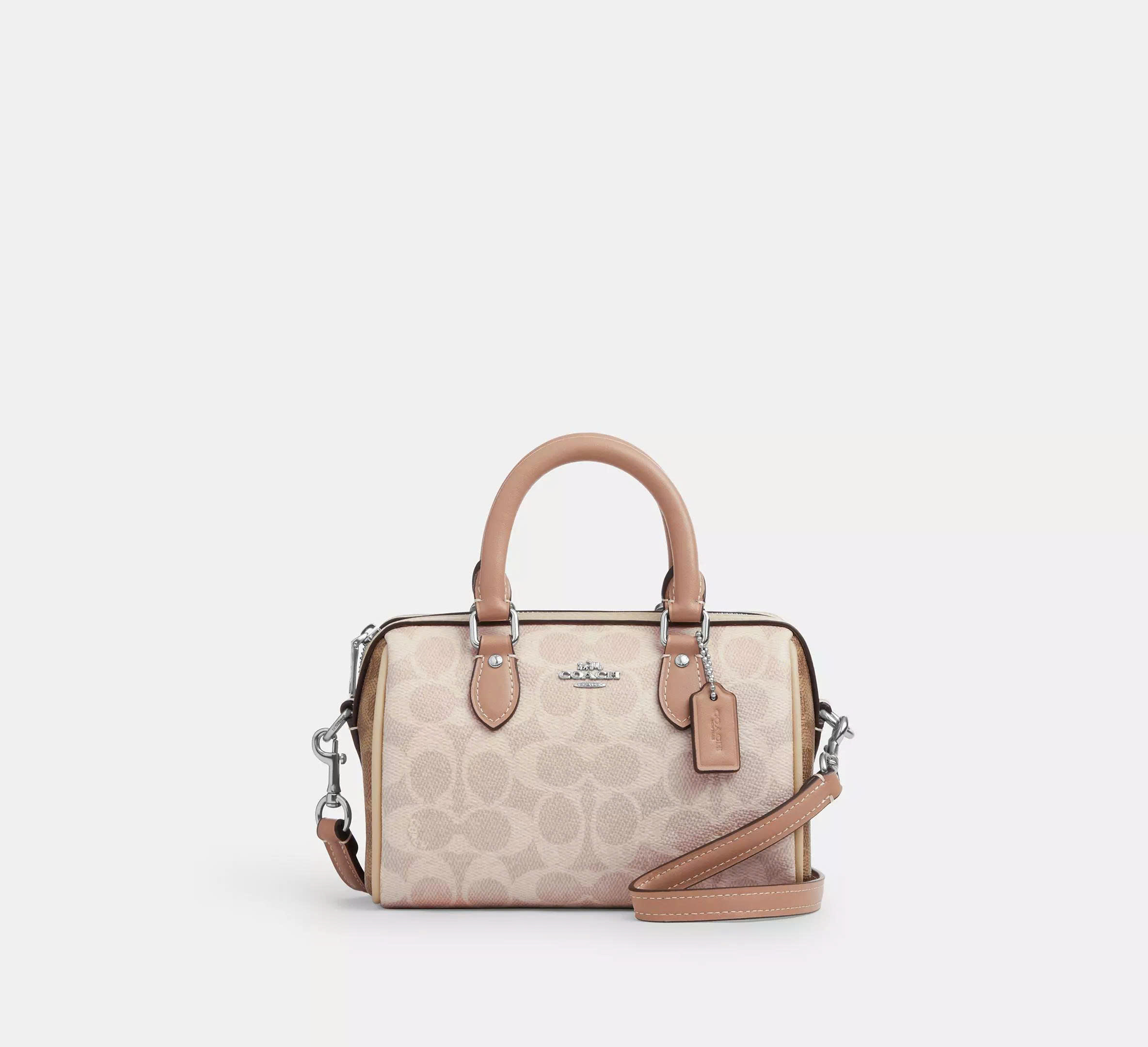 COACH CW330 MINI ROWAN CROSSBODY BAG IN SIGNATURE CANVAS - SAND/TAUPE
