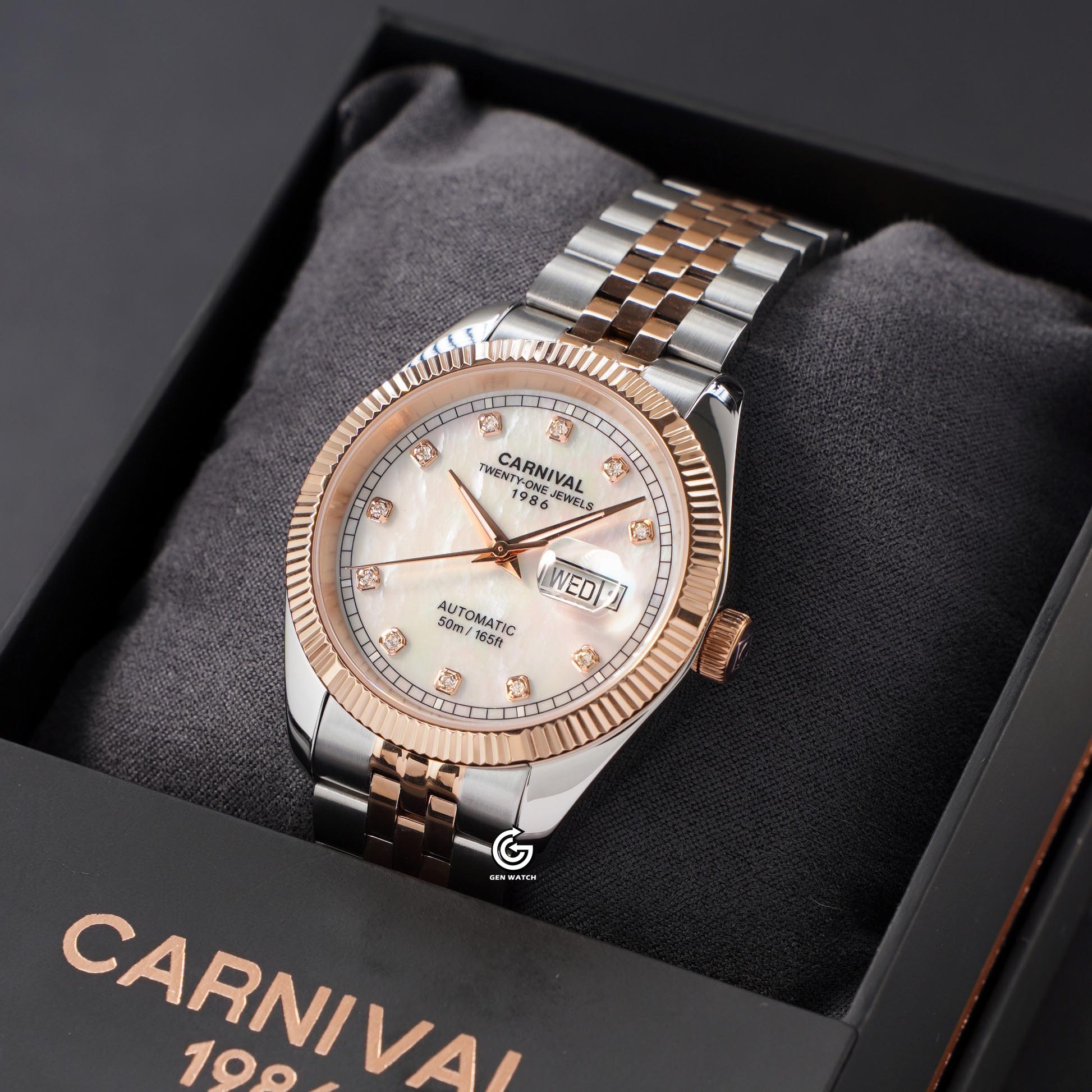 ĐỒNG HỒ NAM CARNIVAL 8131G CH TK AUTOMATIC 40MM ( XÀ CỪ TRẮNG )