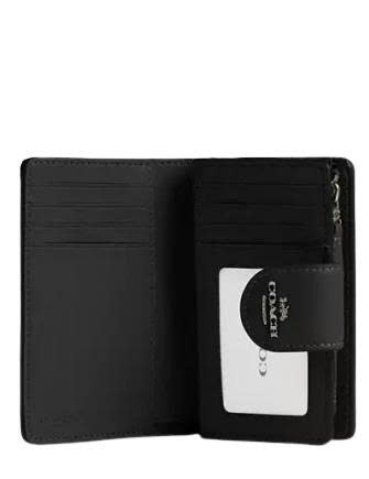 COACH CW786 MEDIUM CORNER ZIP WALLET IN SIGNATURE CANVAS - BLACK