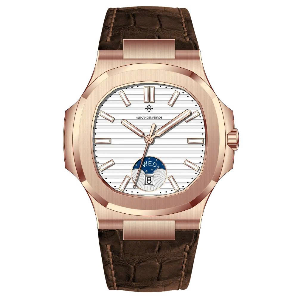 ĐỒNG HỒ NAM ALEXANDER FERROS 6122R/02 AUTOMATIC 42MM ( DÂY DA NÂU )