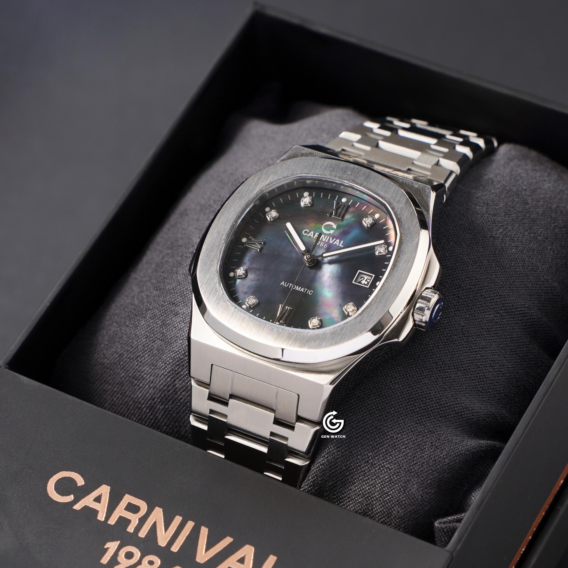 ĐỒNG HỒ NAM CARNIVAL 8160G VT DK AUTOMATIC 41MM ( XÀ CỪ ĐEN )