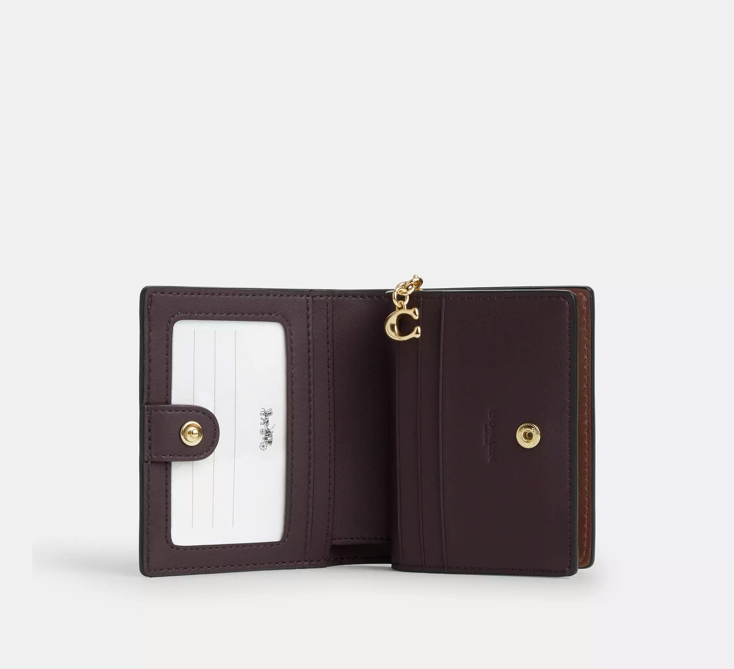 COACH CW789 SNAP WALLET IN SIGNATURE CANVAS - BROWN