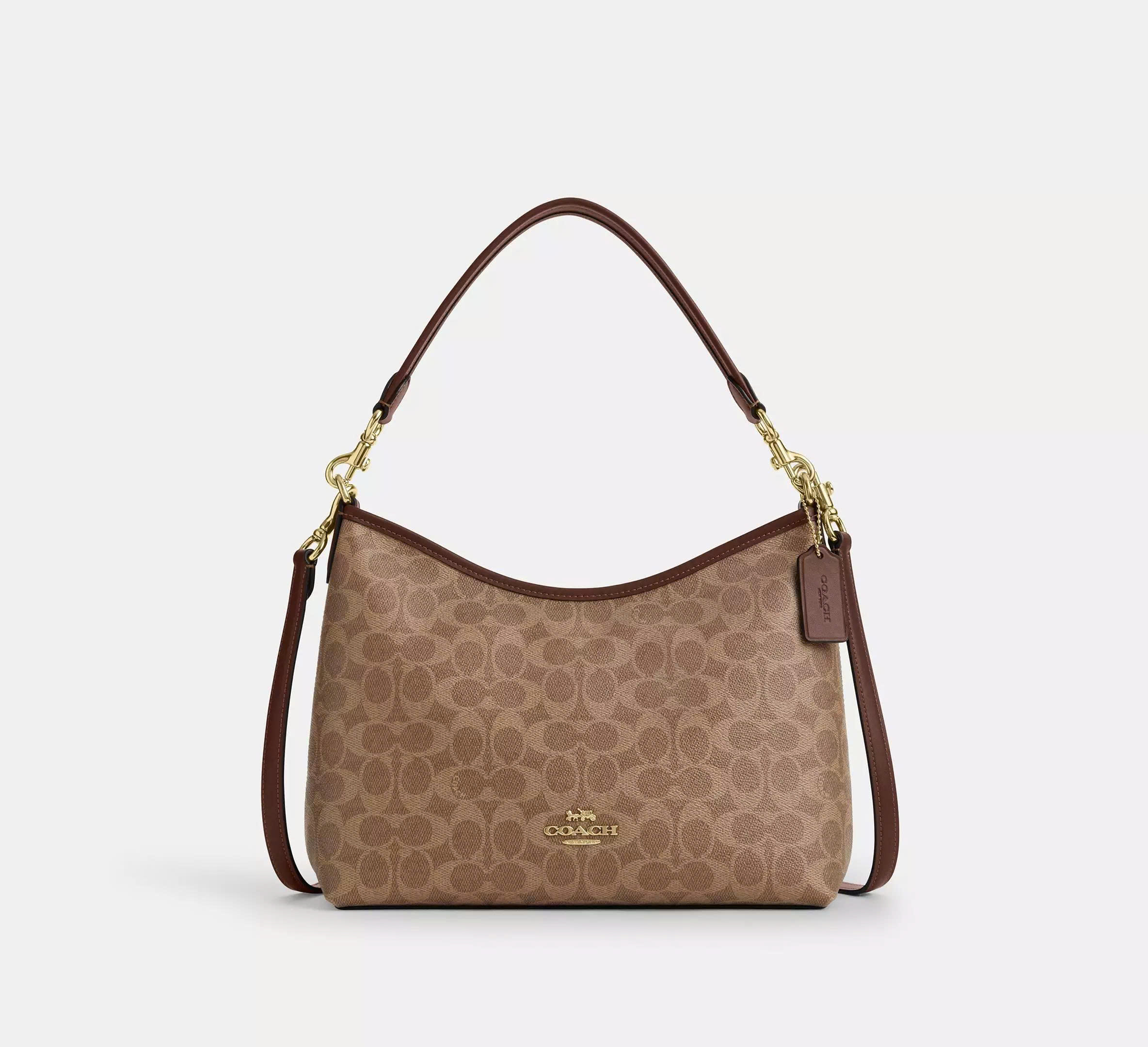 COACH CV975 LAUREL SHOULDER BAG IN SIGNATURE CANVAS - BROWN