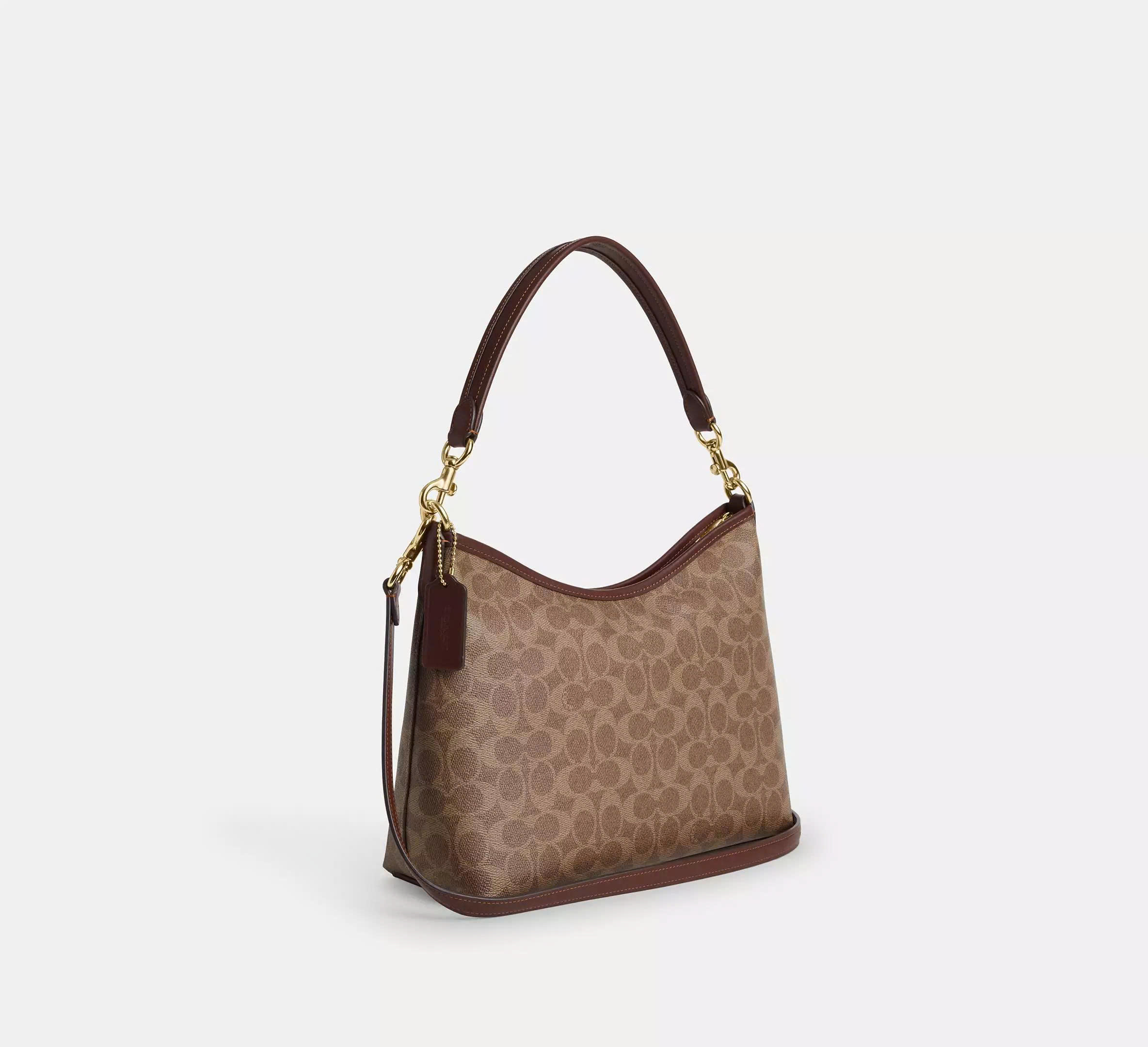 COACH CV975 LAUREL SHOULDER BAG IN SIGNATURE CANVAS - BROWN