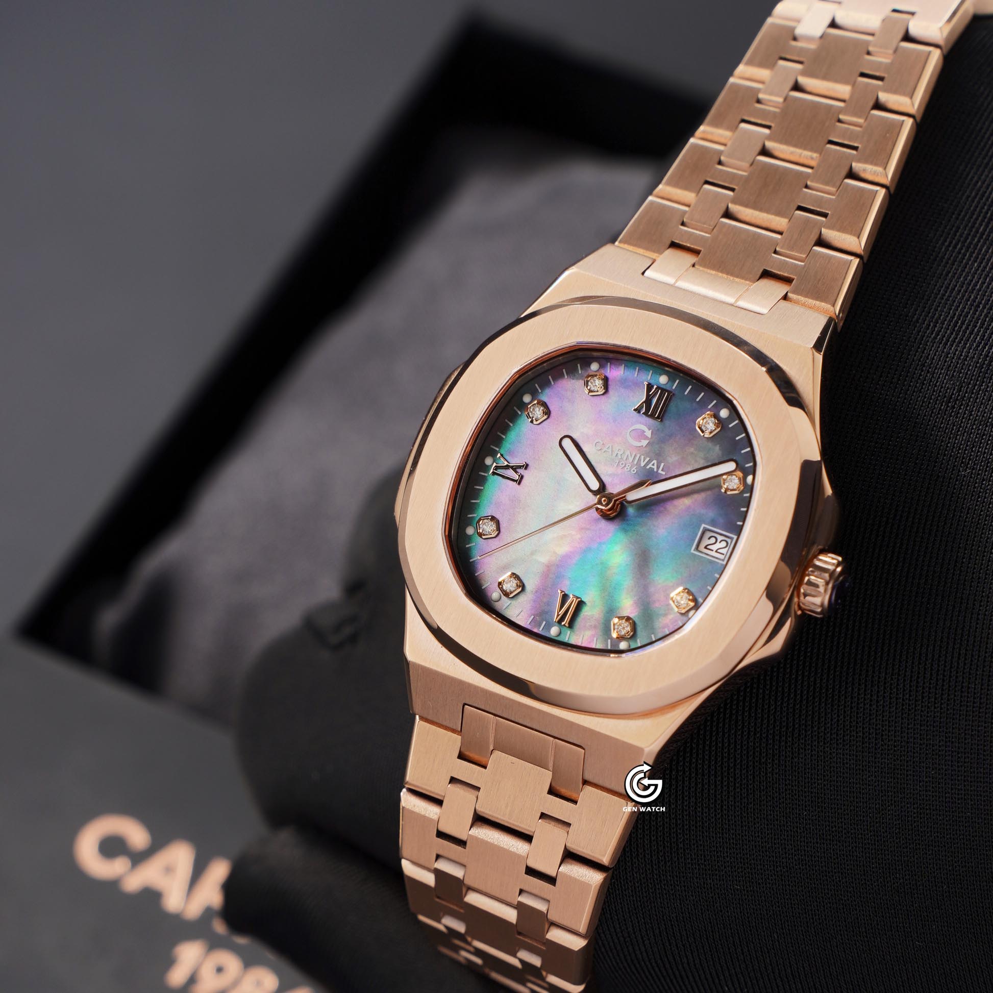 ĐỒNG HỒ NỮ CARNIVAL 8160L VH DK QUARTZ 34MM ( XÀ CỪ ĐEN )