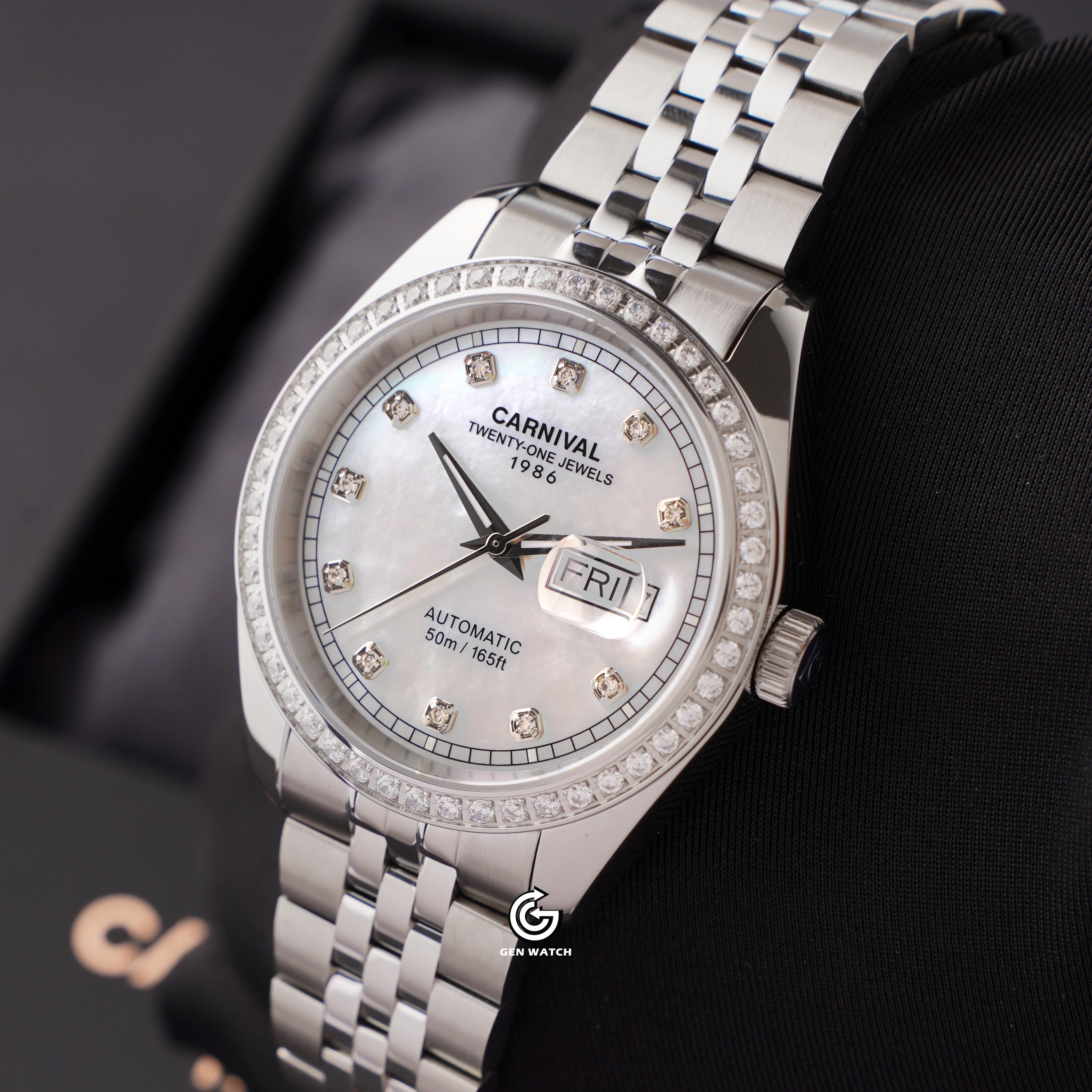 ĐỒNG HỒ NAM CARNIVAL 8131G2 VT TK AUTOMATIC 41MM ( XÀ CỪ TRẮNG )