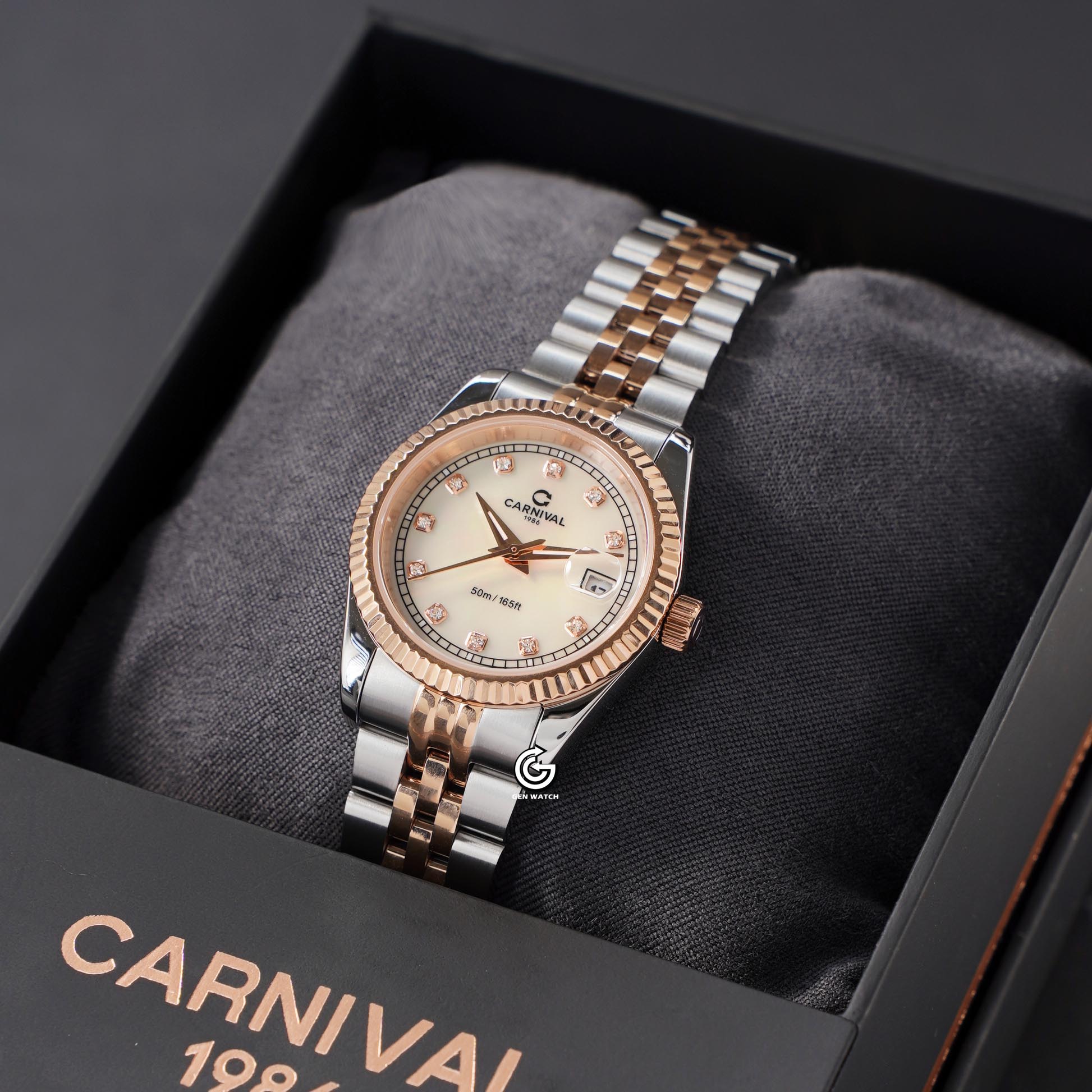 ĐỒNG HỒ NỮ CARNIVAL 8131L CH TK QUARTZ 30MM ( XÀ CỪ TRẮNG )
