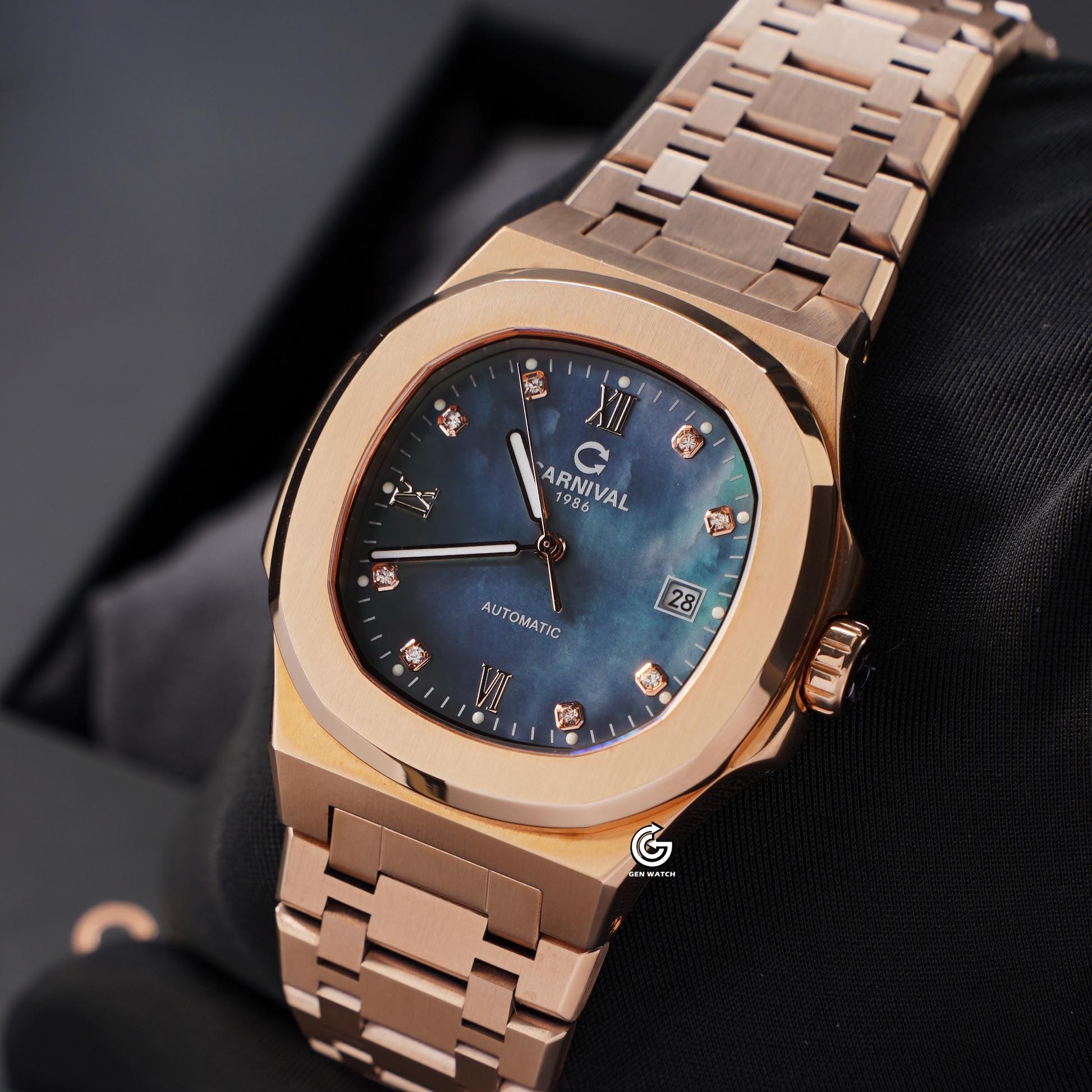 ĐỒNG HỒ NAM CARNIVAL 8160G VH DK AUTOMATIC 41MM ( XÀ CỪ ĐEN )