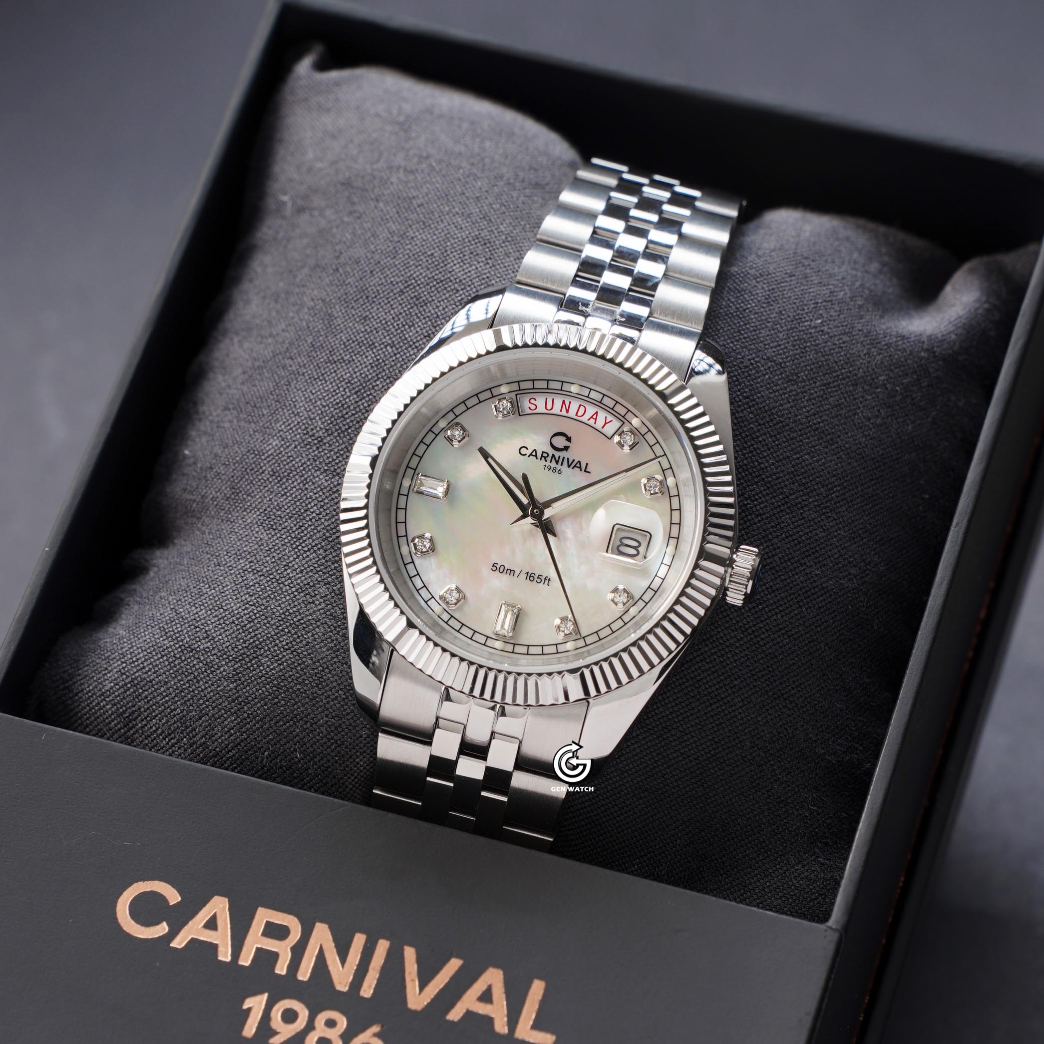 ĐỒNG HỒ NAM CARNIVAL 8190G VT TK QUARTZ 40MM ( XÀ CỪ TRẮNG )