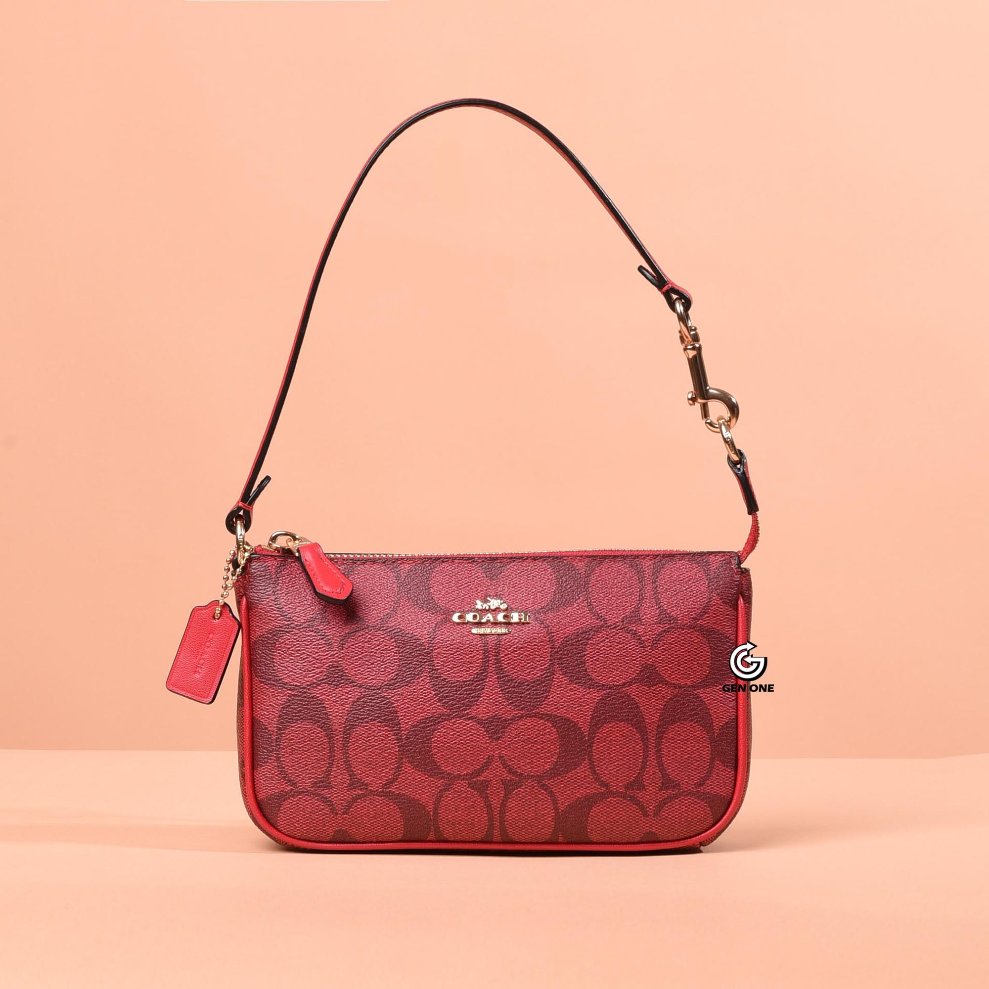 COACH C3308 SIGNATURE NOLITA BAG - RED