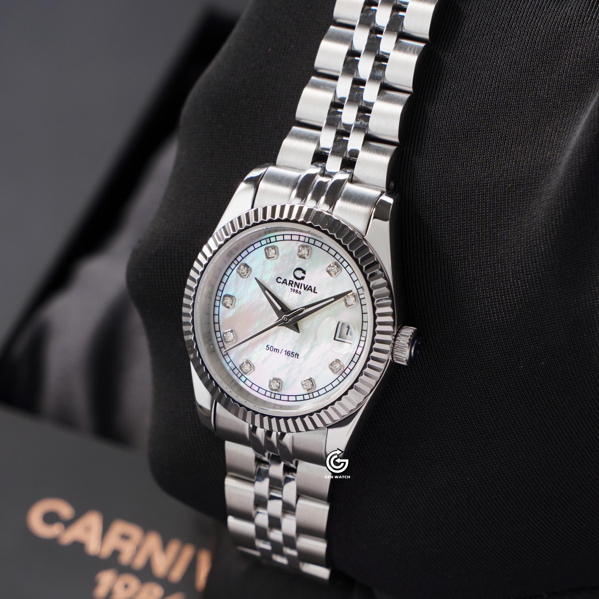 ĐỒNG HỒ NỮ CARNIVAL 8131L VT TK QUARTZ 30MM ( XÀ CỪ TRẮNG )