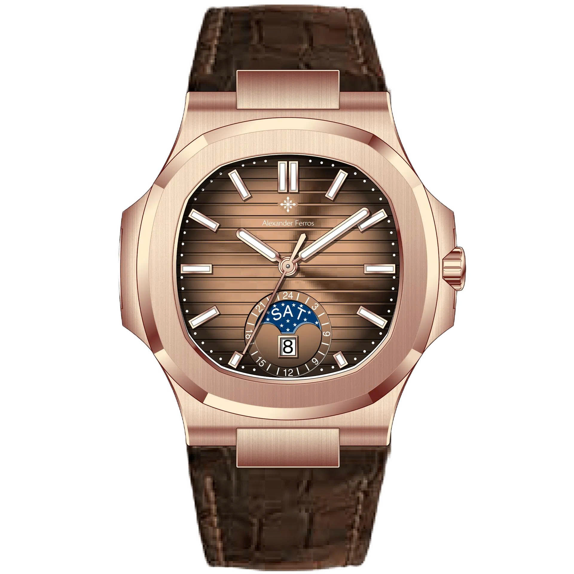 ĐỒNG HỒ NAM ALEXANDER FERROS 6122R/08 AUTOMATIC 42MM ( DÂY DA NÂU )