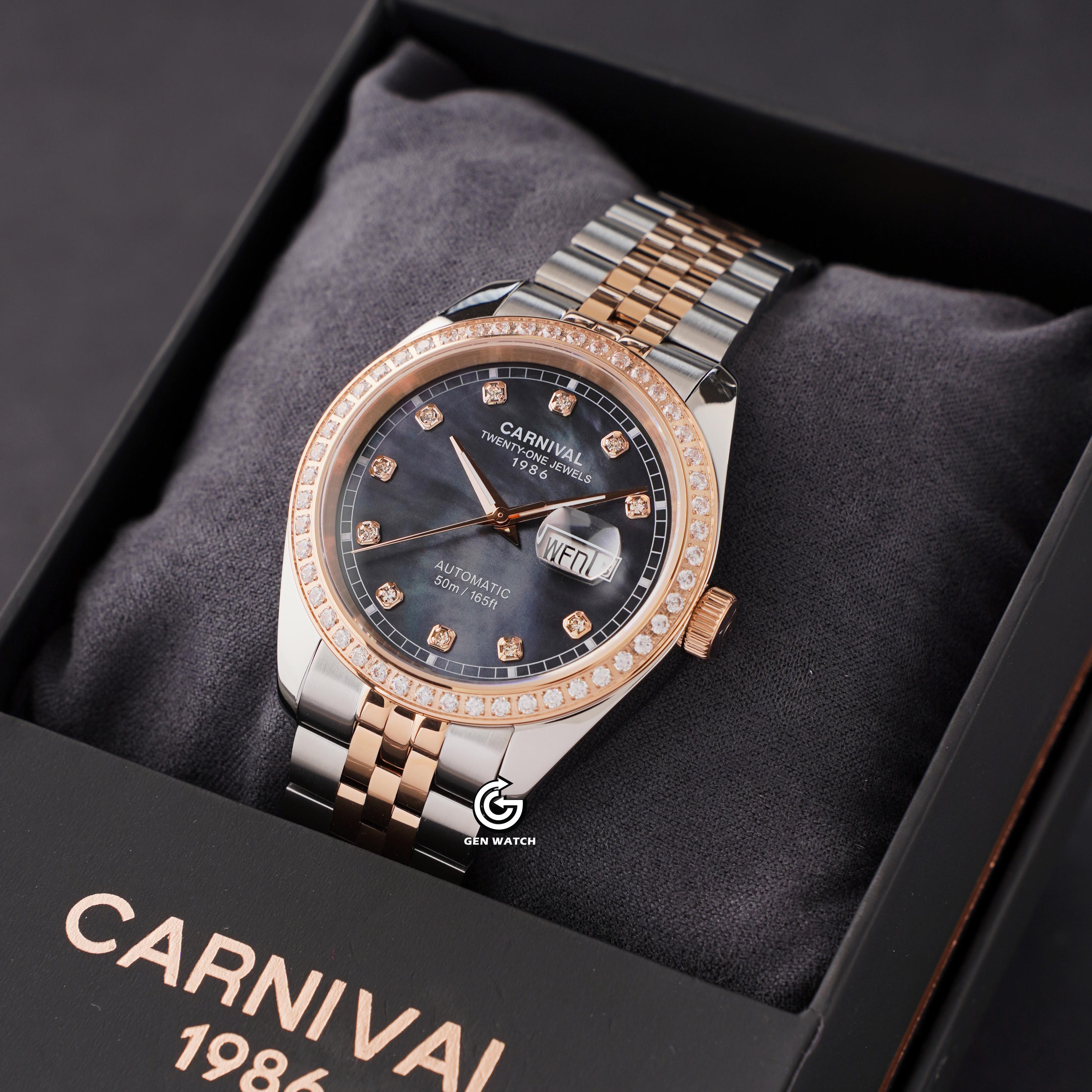 ĐỒNG HỒ NAM CARNIVAL 8131G2 CH DK AUTOMATIC 41MM ( XÀ CỪ ĐEN )