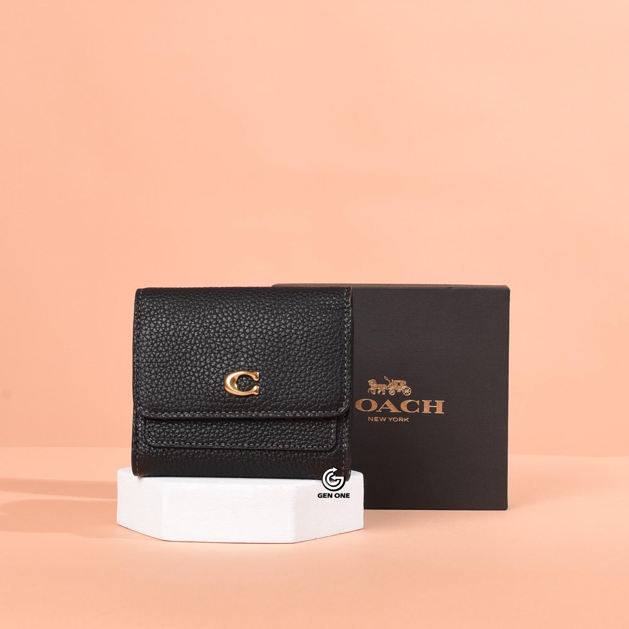 COACH C2328 MILA FLAP CHALK SMALL WALLET - BLACK