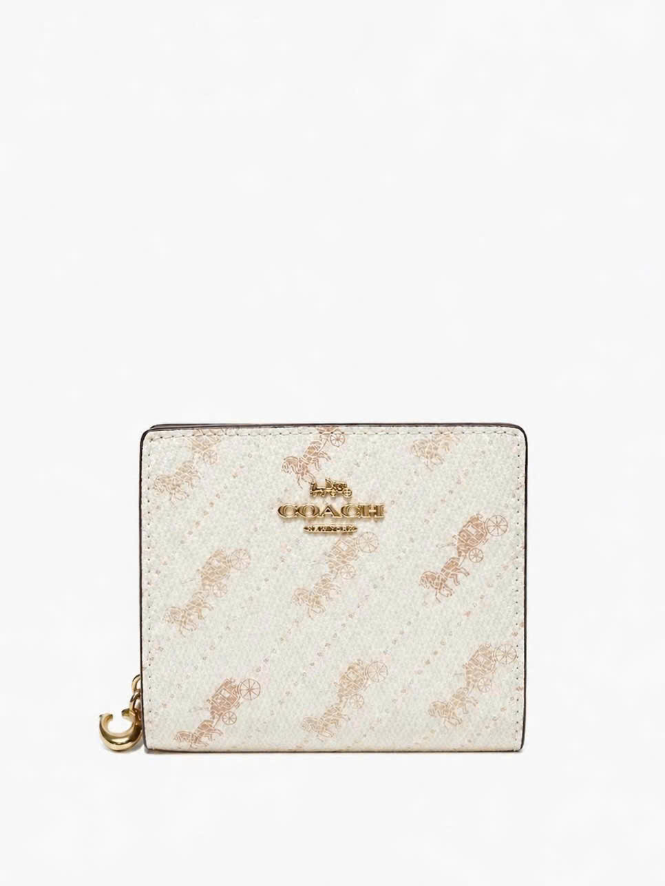 COACH C4104 SNAP WALLET WITH HORSE AND CARRIAGE DOT PRINT - WHITE