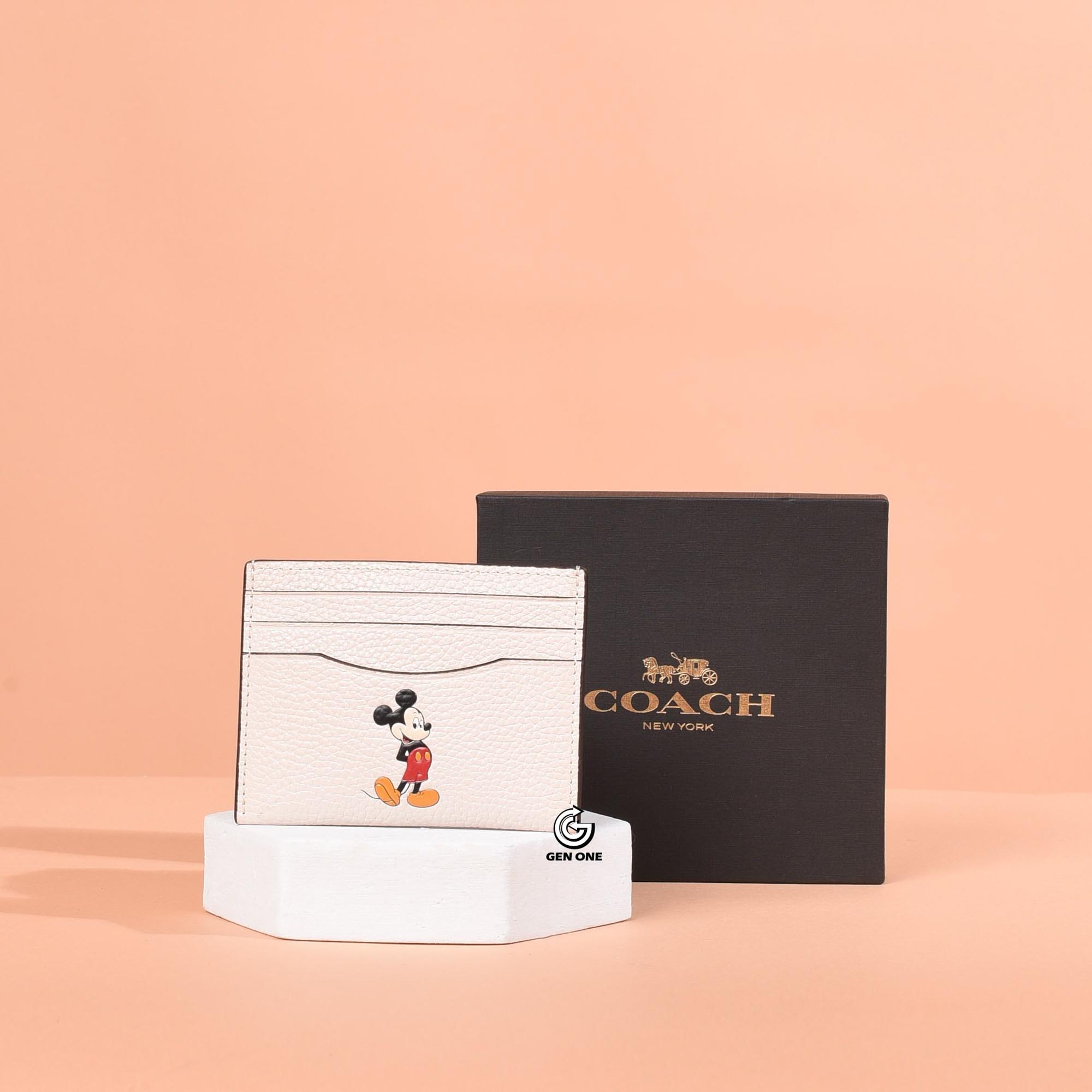 COACH CR375 MICKEY SLIMD ID CARD - CREAM