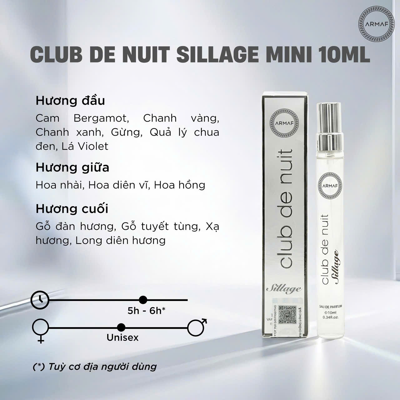 NƯỚC HOA CHIẾT UNISEX ARMAF CLUB DE NUIT SILLAGE 10ML