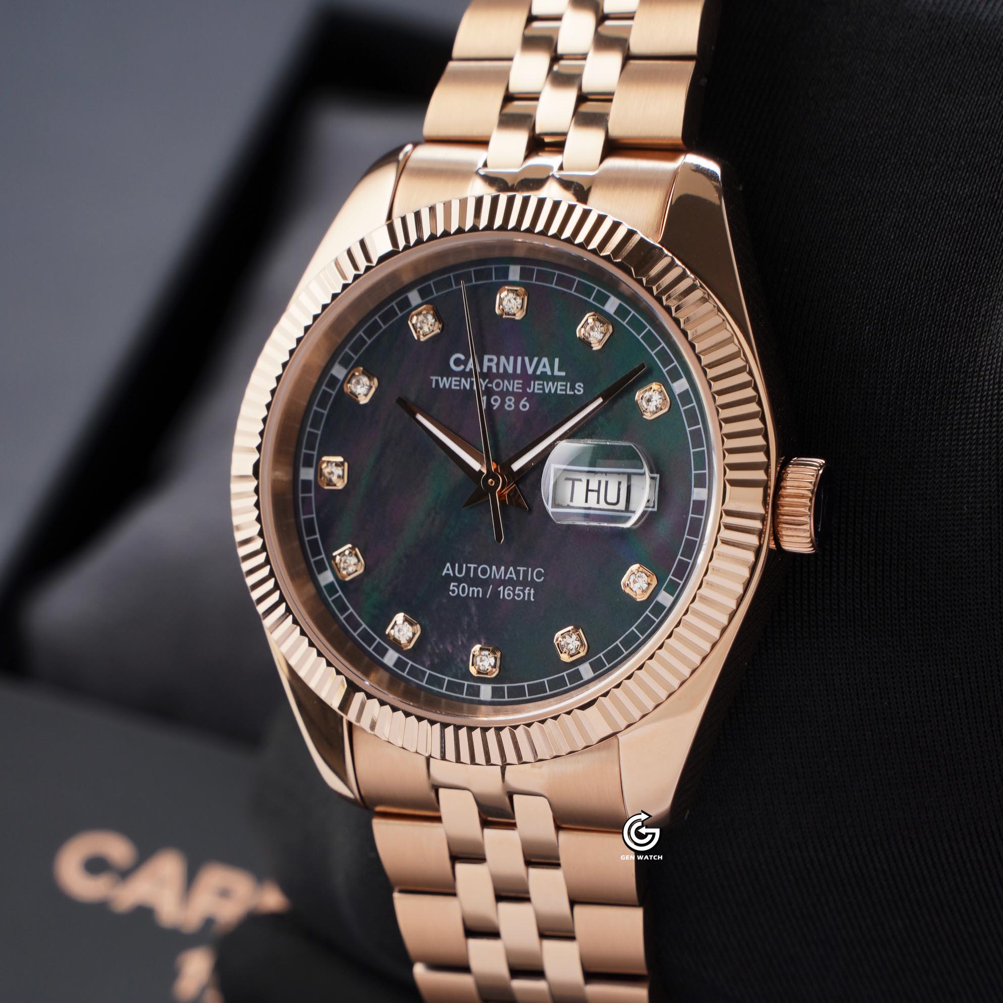 ĐỒNG HỒ NAM CARNIVAL 8131G VH DK AUTOMATIC 40MM ( XÀ CỪ ĐEN )