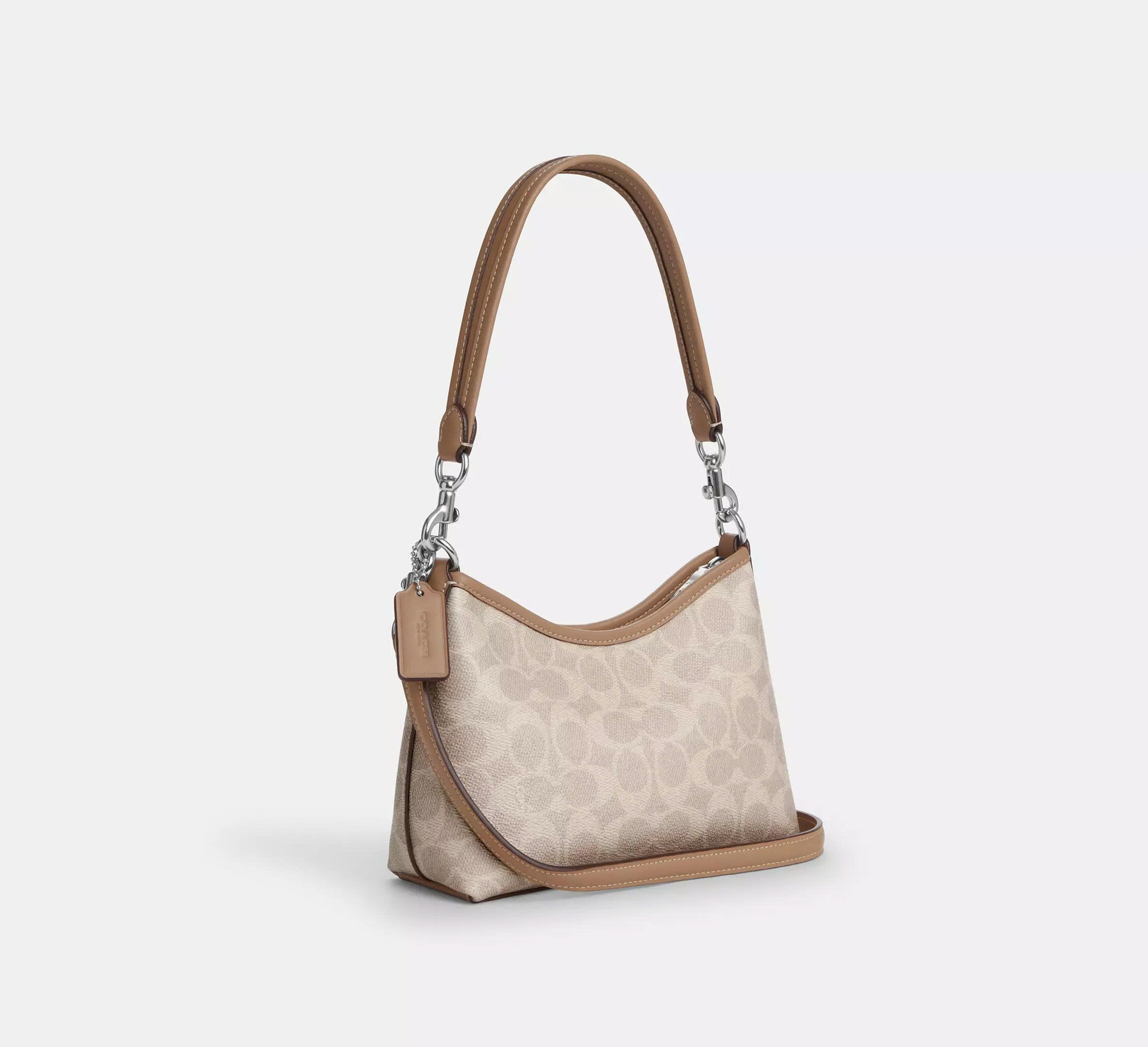 COACH CBH15 LAUREL SMALL SHOULDER BAG IN SIGNATURE CANVAS - SAND