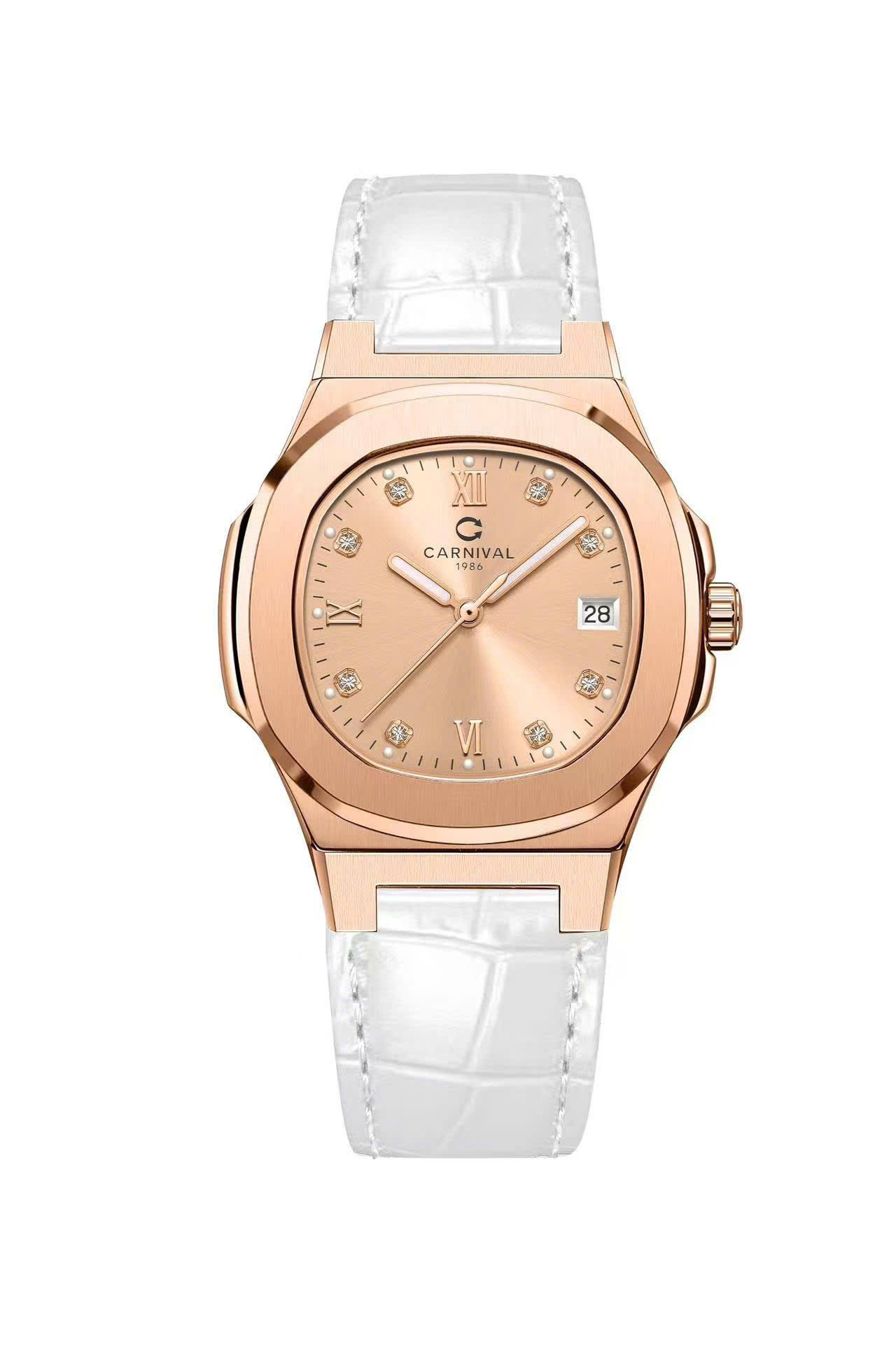 ĐỒNG HỒ NỮ CARNIVAL 8160L VH DD NN QUARTZ 34MM ( DÂY DA TRẮNG )