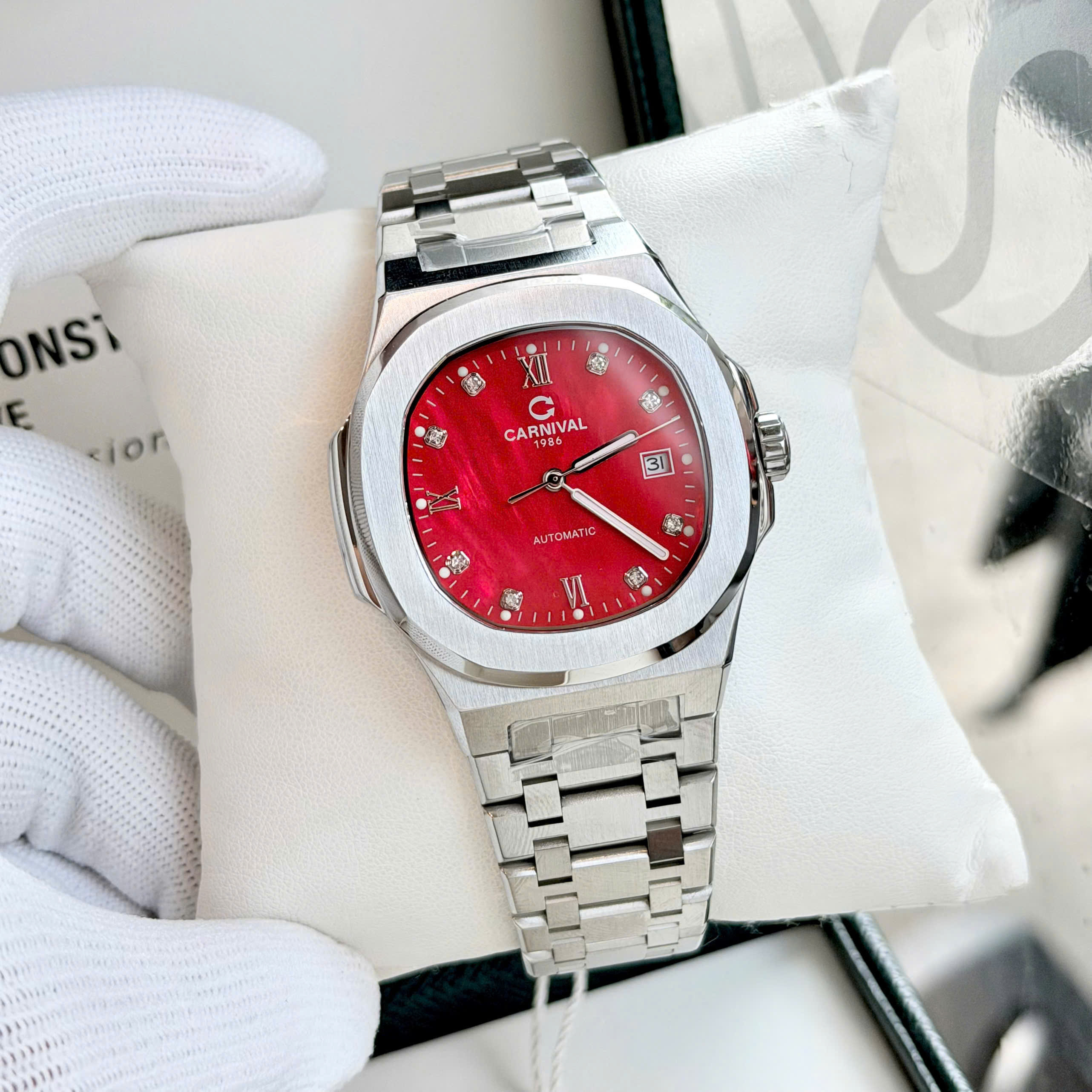 ĐỒNG HỒ NAM CARNIVAL 8160G VT DK AUTOMATIC 41MM ( XÀ CỪ ĐỎ )