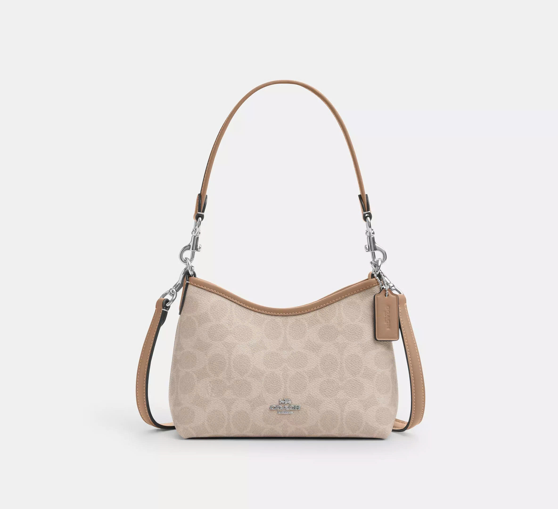 COACH CBH15 LAUREL SMALL SHOULDER BAG IN SIGNATURE CANVAS - SAND