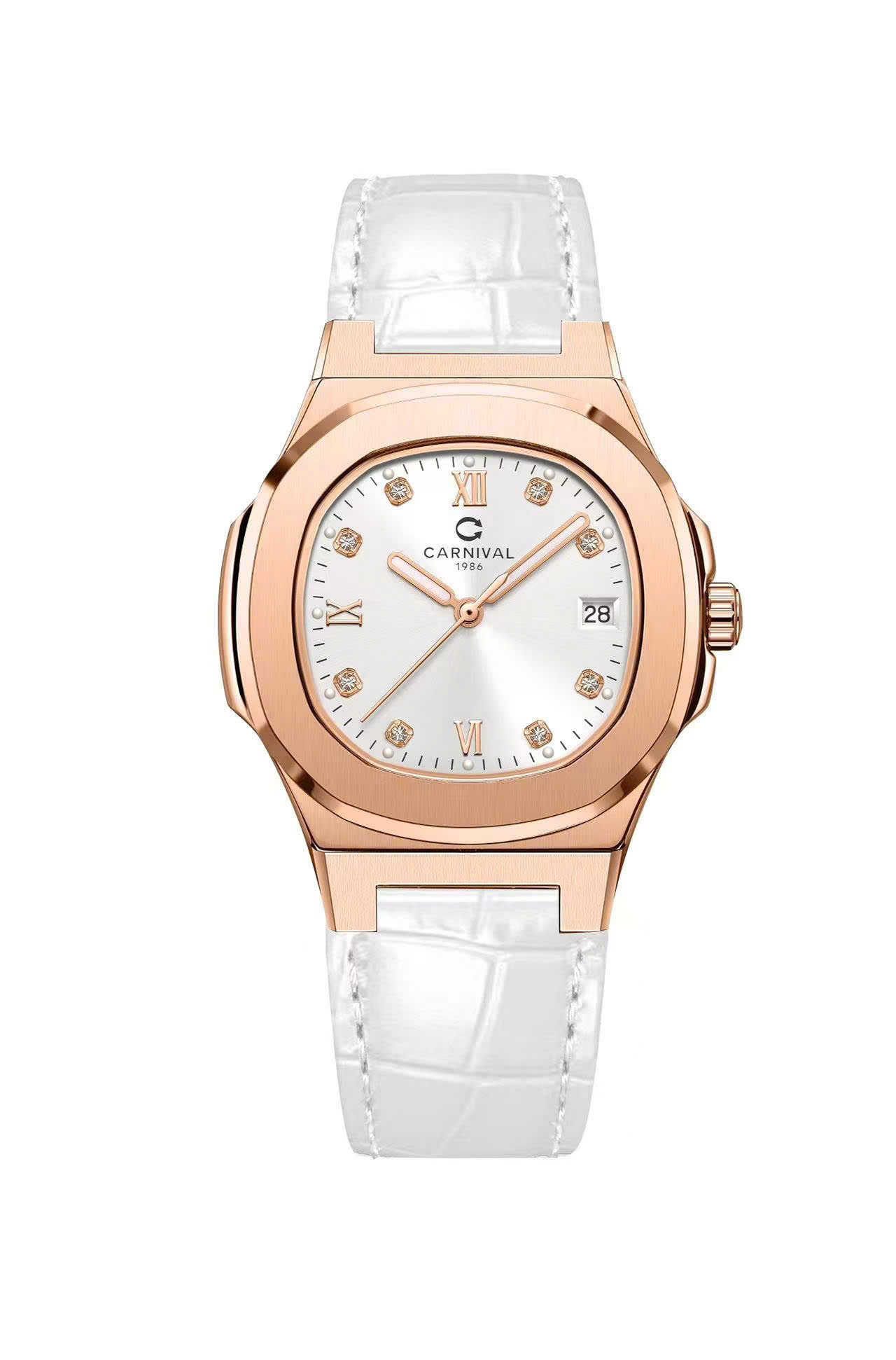 ĐỒNG HỒ NỮ CARNIVAL 8160L VH DD T QUARTZ 34MM ( DÂY DA TRẮNG )