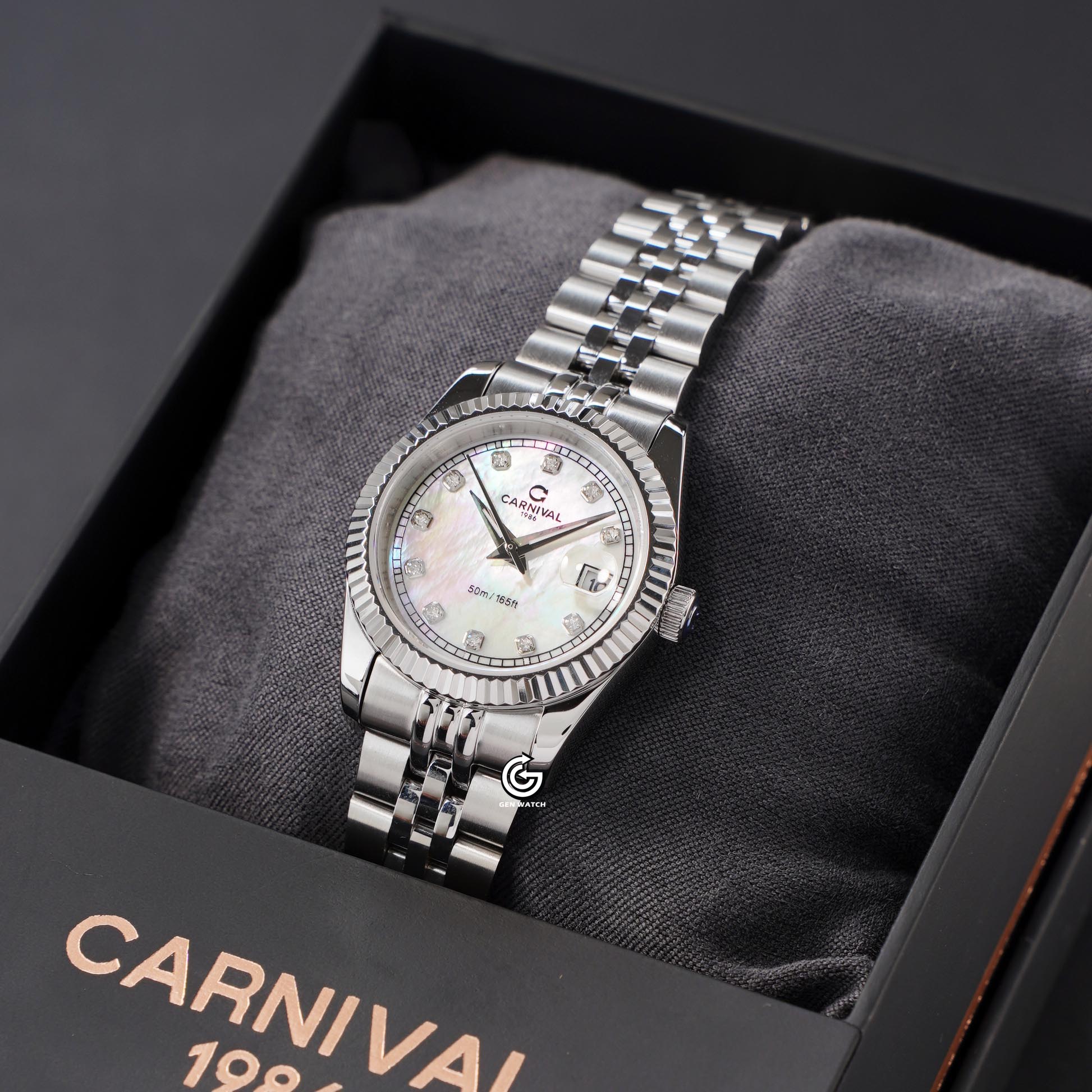 ĐỒNG HỒ NỮ CARNIVAL 8131L VT TK QUARTZ 30MM ( XÀ CỪ TRẮNG )