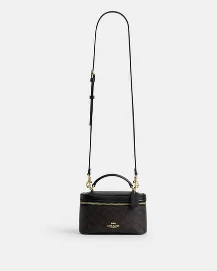COACH CE023 RAINER CROSSBODY BAG 18 SIGNATURE CANVAS - DARK BROWN