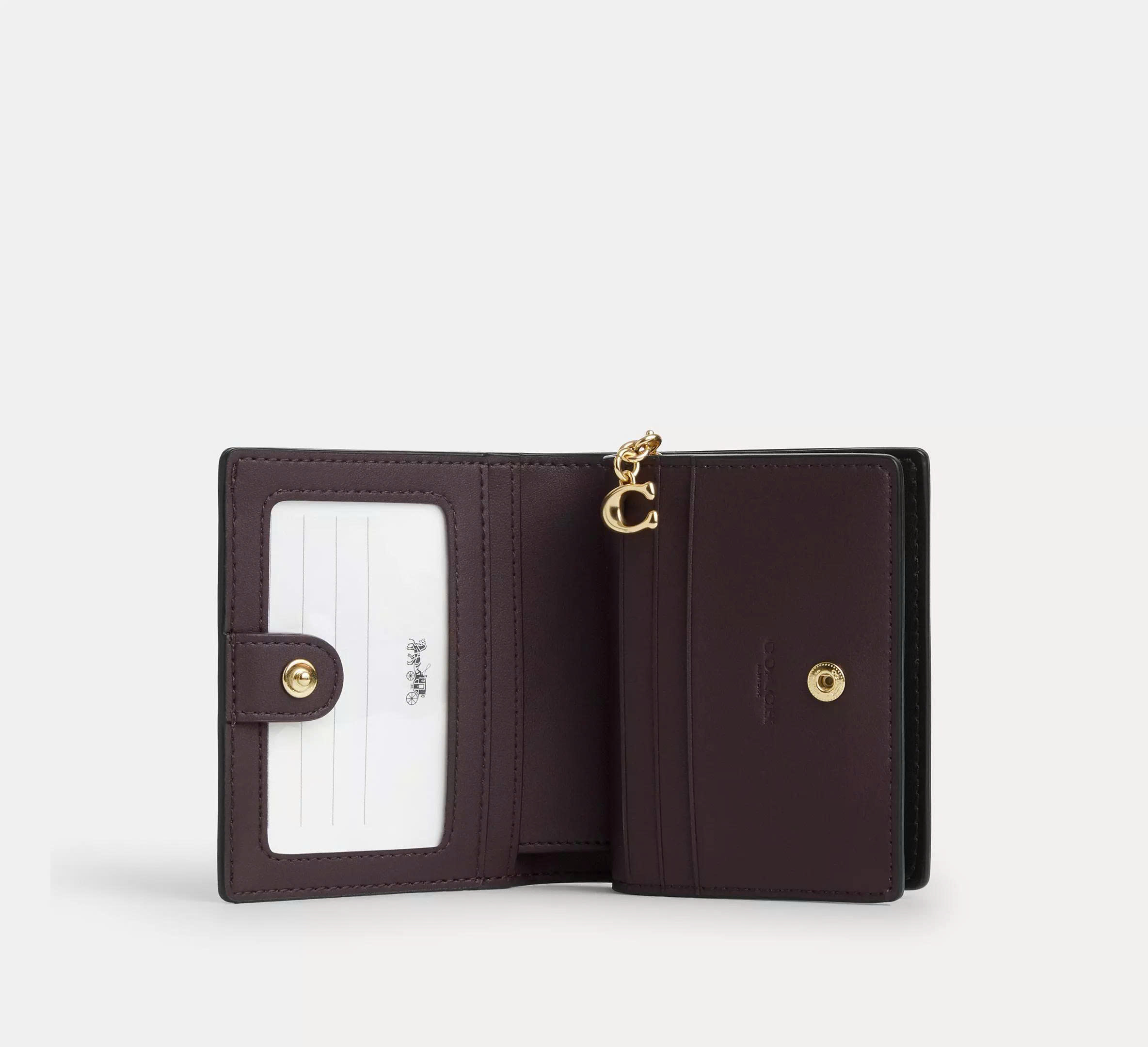 COACH CW789 SNAP WALLET IN SIGNATURE CANVAS - DARK BROWN